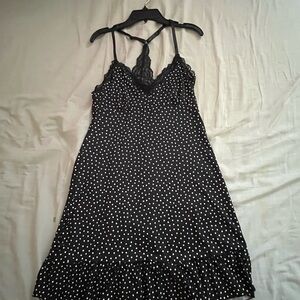 Elegant Black and White Polka Dot Dress Sexy
